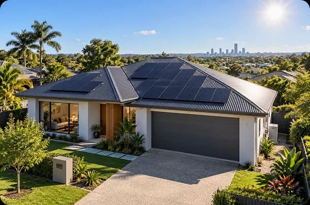 Solar panels angled on a roof, showing orientation as a factor in package performance