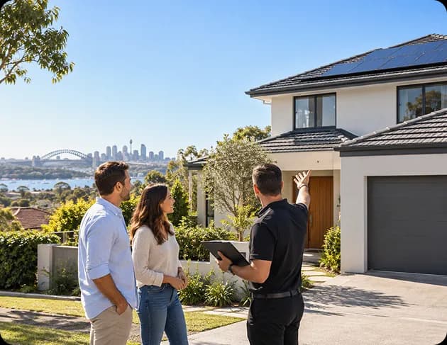 Sydney home with available roof space being assessed before choosing solar panels