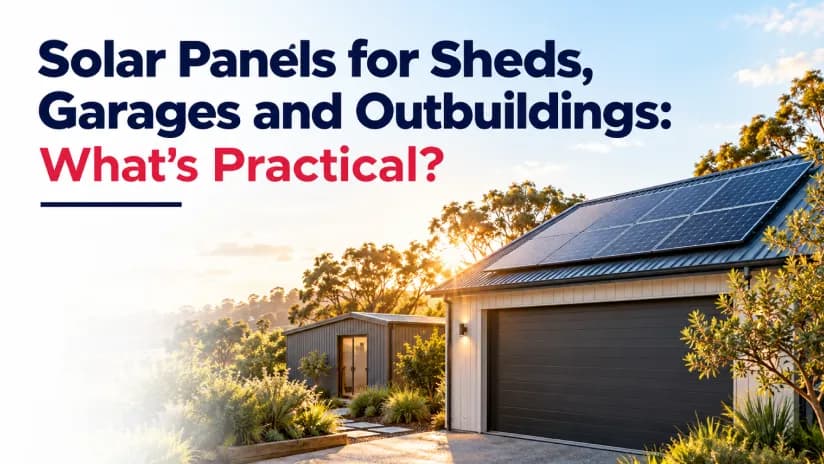 A modern garage with solar panels next to an outbuilding, showing practical solar options.