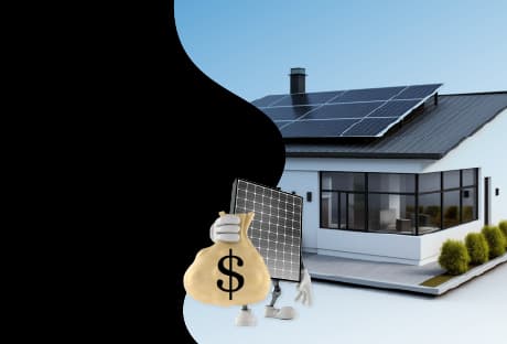 blog image text with how the stc rebate work with a visual of a house with solar panels and a money bag representing savings.