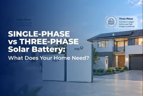 Comparison of single-phase and three-phase solar batteries in front of a modern home.
