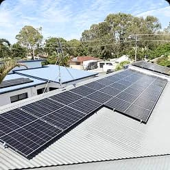 Solar panels on a corrugated metal roof in Maroochydore, QLD