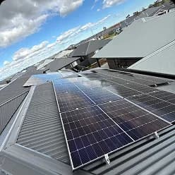 Solar panels on a grey metal roof in Riverlea Park, SA