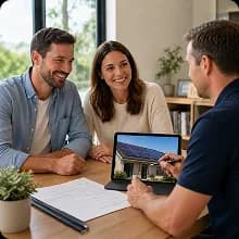 Solar consultant discussing energy needs with a homeowner