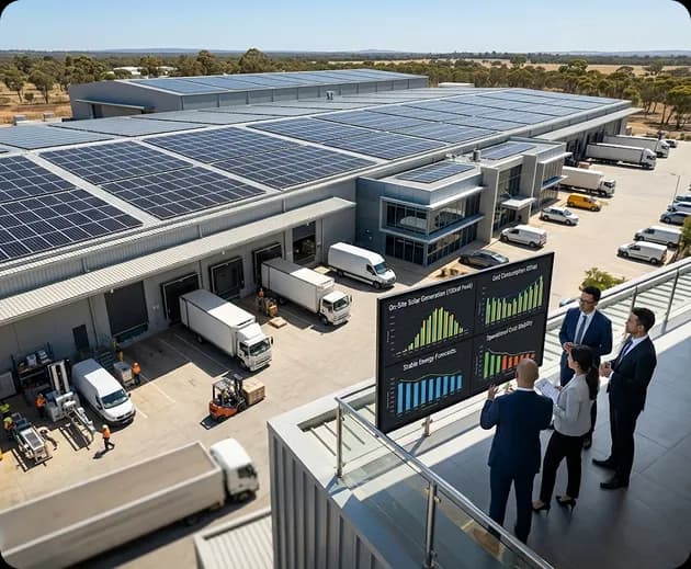 Rooftop solar system reducing a business's exposure to volatile grid electricity prices