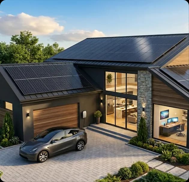 Rooftop solar installation sized to produce 50 to 60 kWh a day