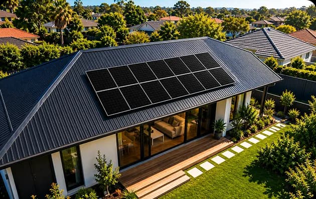 Solar panels on a Canberra roof with street trees nearby that can shade the system
