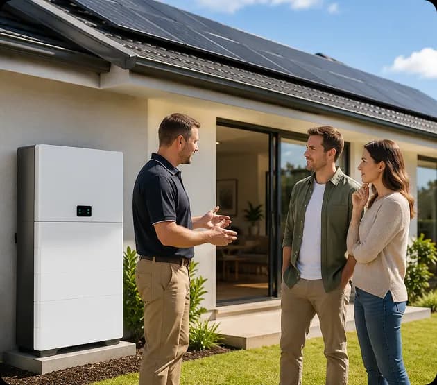 Homeowner comparing solar battery options to avoid common sizing mistakes