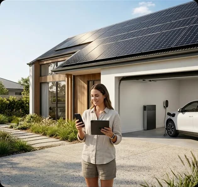Battery monitoring app displaying home energy generation and usage data