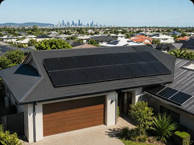 Rooftop solar system fitted to a Brisbane house