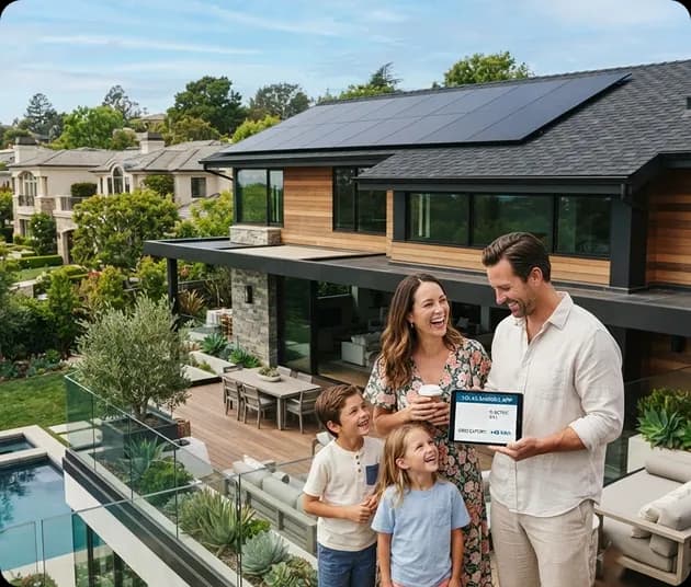 Solar panels powering a home during the day to help reduce electricity bills