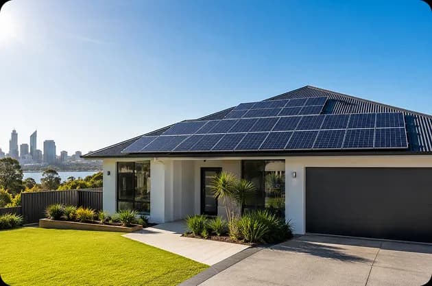 Solar panels capturing strong, consistent Perth sunlight