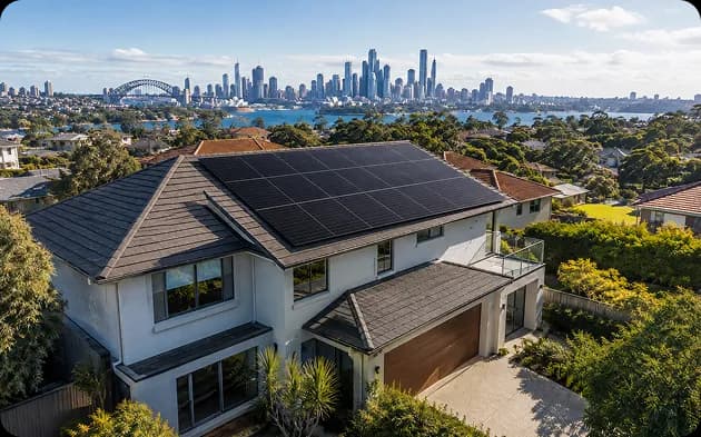 Rooftop solar system fitted to a Sydney house