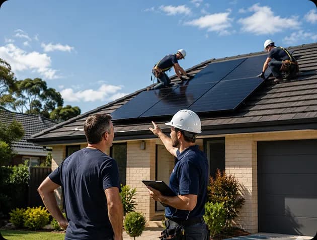 Local installer fitting solar panels on a Sydney home