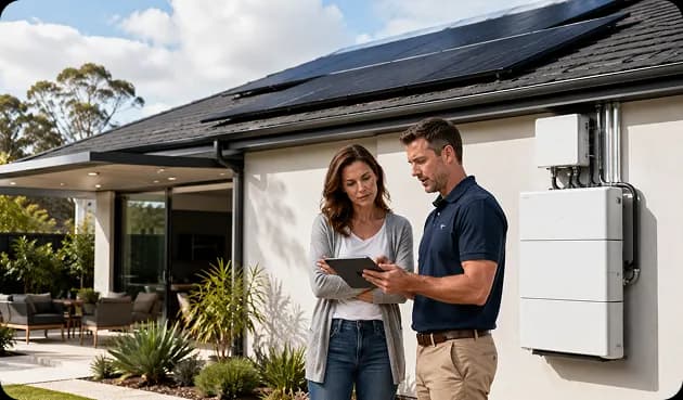 Adelaide homeowner reviewing solar plans to avoid common installation mistakes