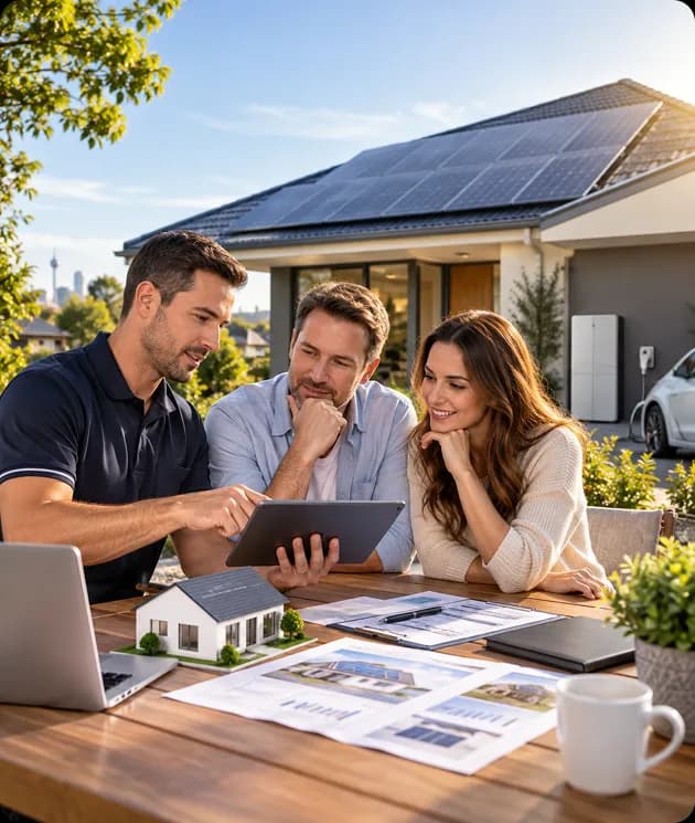 Homeowner going through a checklist before finalising their Sydney solar panel system