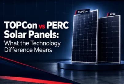 Side-by-side comparison of TOPCon and PERC solar panels showing the technology difference.