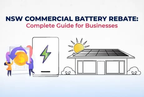 NSW Commercial Battery Rebate guide showing business owners saving money with battery storage and solar panels