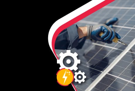 A technician installing new, more efficient solar panels on a rooftop
