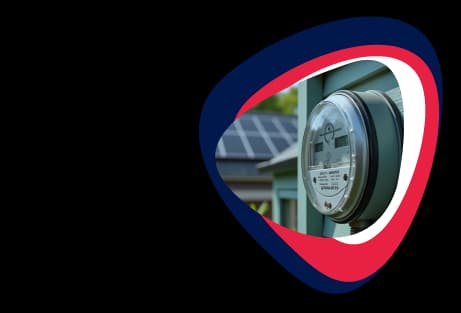 Solar net metering explained with an image of an electricity meter and solar panels