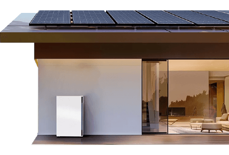 An image of a solar panel system with a battery in a residential home.