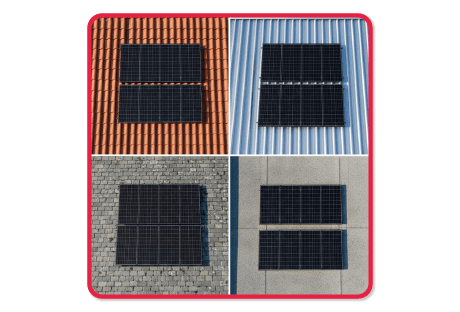 Infographic showing different roof types—tile, metal, slate, and flat—with solar panels, promoting how to choose the best solar system for Australian homes.