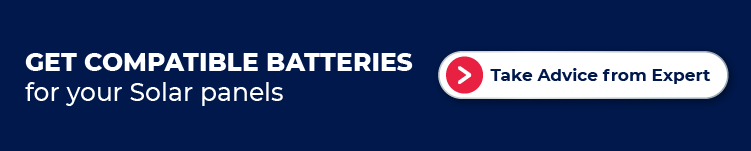 Helpful cta for solar users: 'Get Compatible Batteries for Your Solar Panels' with a warm invitation to consult an expert.