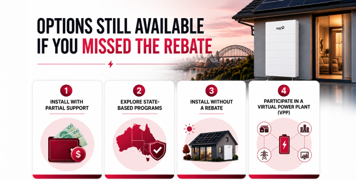 Four alternatives for solar battery installation after missing the rebate deadline in Australia