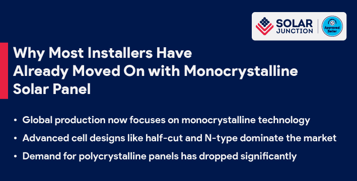 Infographic explaining why most solar installers have switched to monocrystalline solar panels