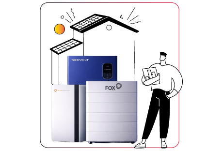 Residential solar energy system with rooftop panels and home battery storage units