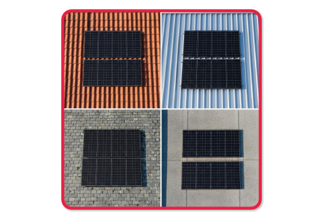 Visual of a house with solar panels and a money bag representing savings