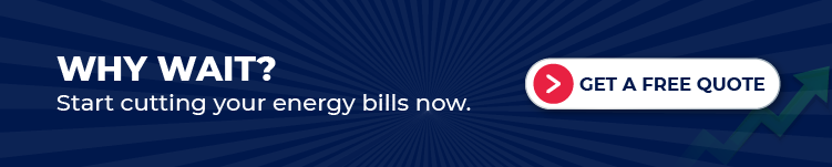 Call to action banner with text 'Why wait? Start cutting your energy bills now' and a red button labeled 'Get a Free Quote'