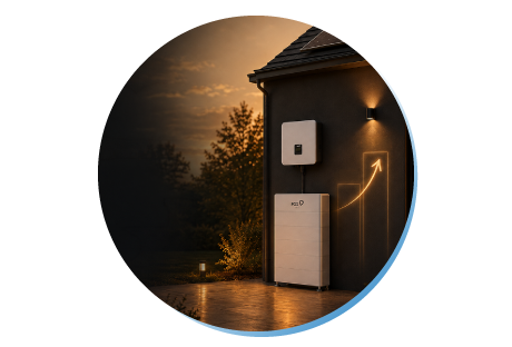 Solar inverter and battery storage on the side of a home at dusk, showing the growing value of storing your own solar power