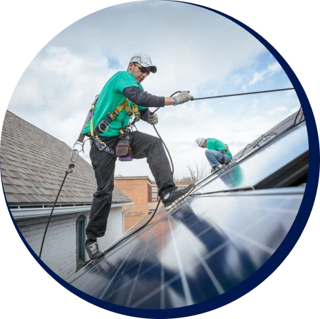 solar installer installing solar panel system image