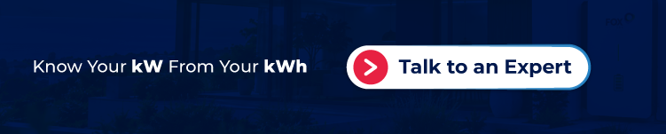 Call to action banner featuring text about understanding solar kW vs kWh with a Talk to an Expert button.