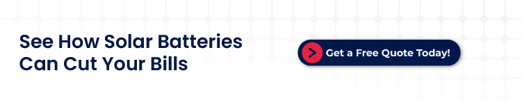 CTA banner showing text “See How Solar Batteries Can Cut Your Bills” with a red and navy button reading “Get a Free Quote Today!”